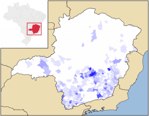 Densidade populacional dos municípios de Minas Gerais